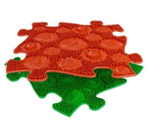 Ortopedická podlaha MUFFIK puzzle Louka | červená, zelená