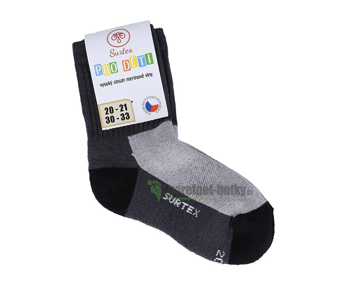 Dětské Surtex merino sportovní ponožky froté - šedé