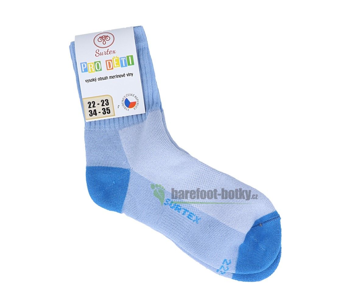 Dětské Surtex merino sportovní ponožky froté - světle modré