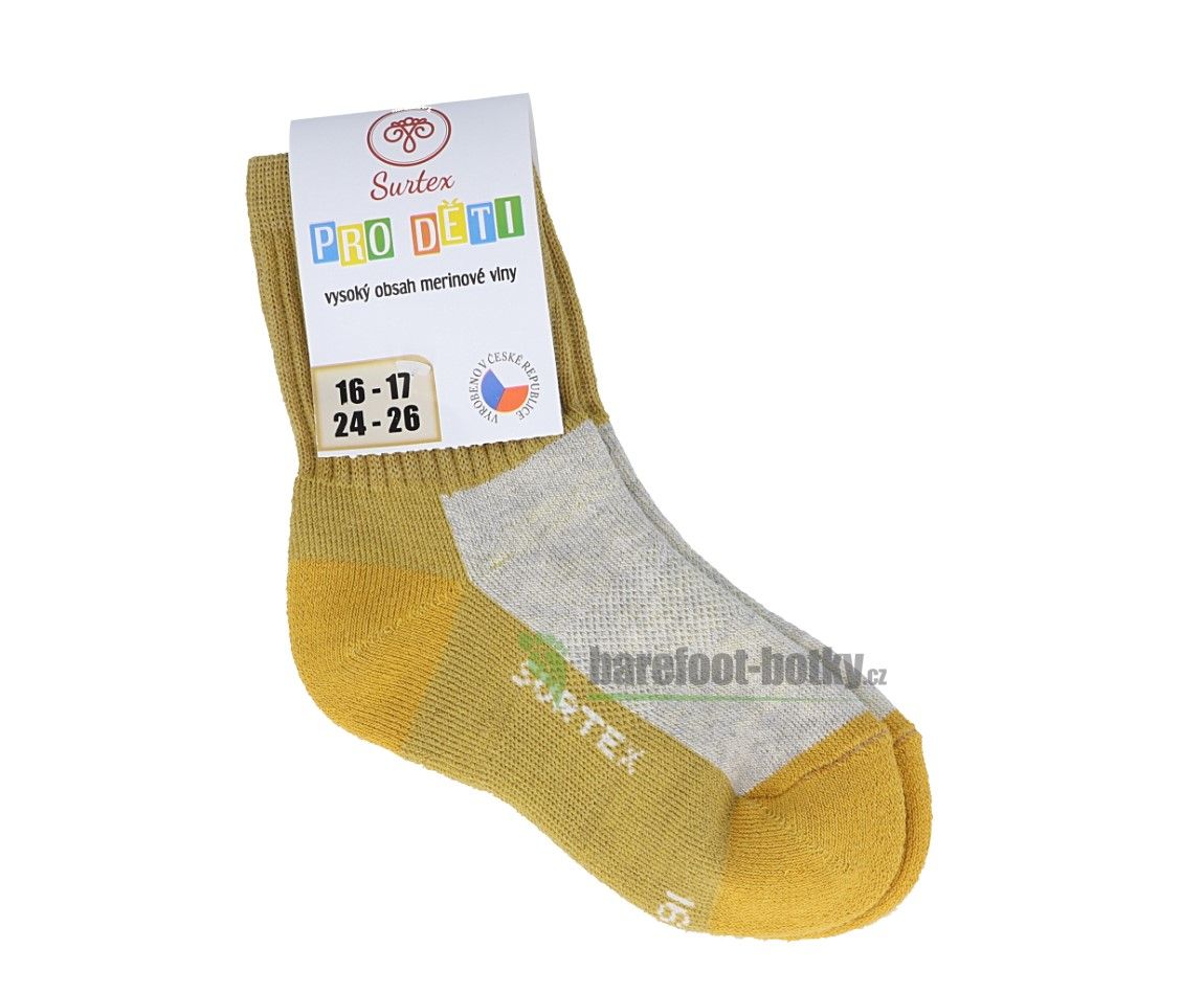 Dětské Surtex merino sportovní ponožky froté - žluté