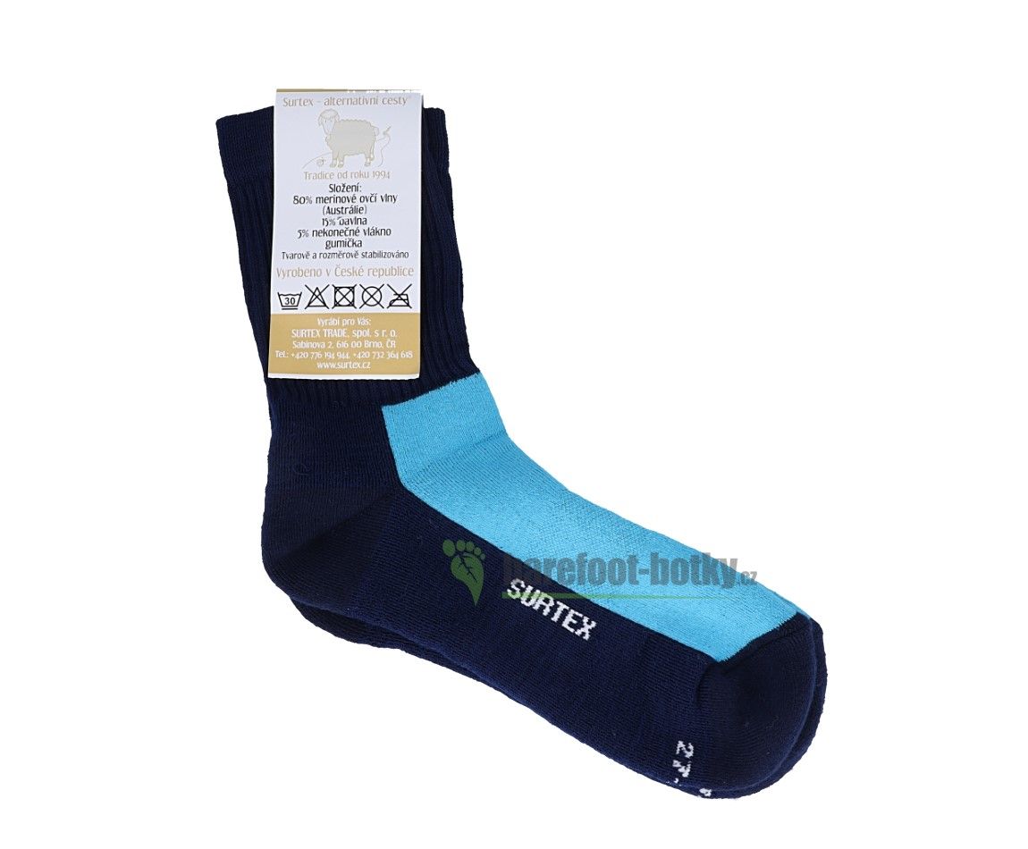 Surtex merino sportovní ponožky froté - tyrkysové