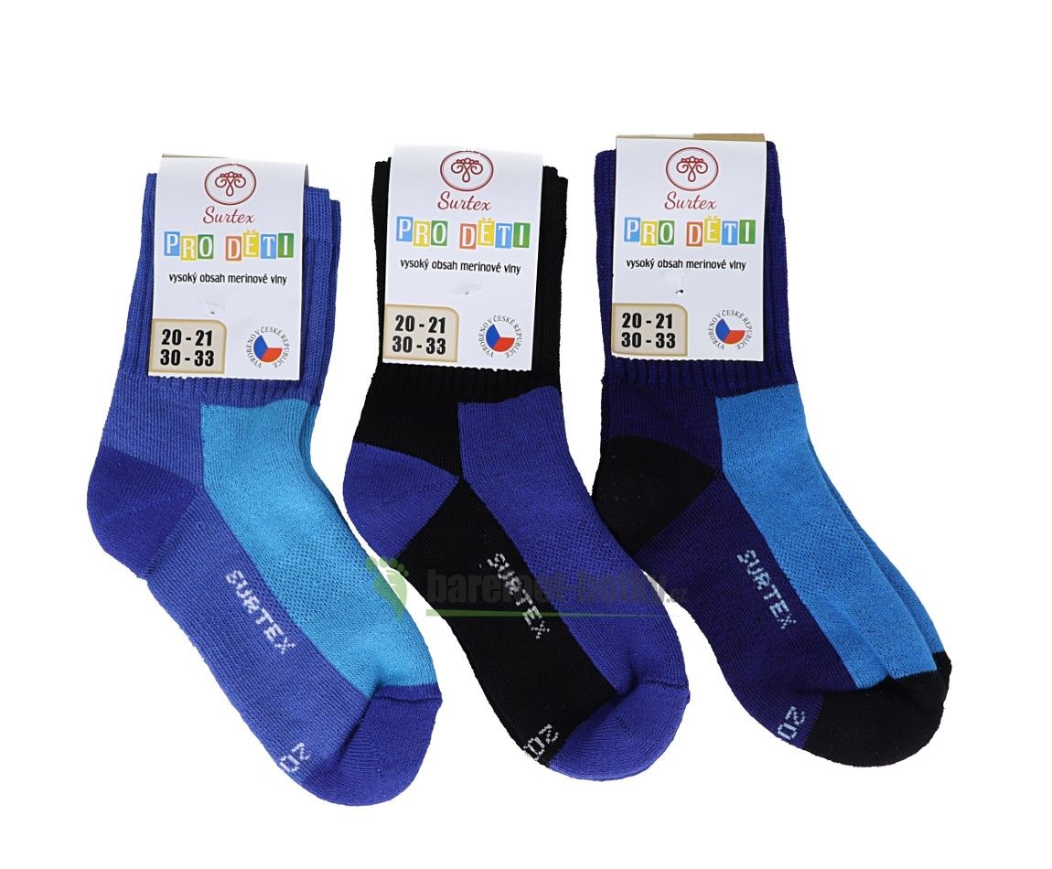 Dětské Surtex merino sportovní ponožky froté - modré