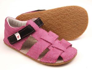 Ef barefoot sandálky - ružové s čiernou
