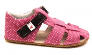 Ef barefoot sandálky - ružové s čiernou | 21, 22, 24, 25, 26, 27, 28, 29, 30, 32, 33