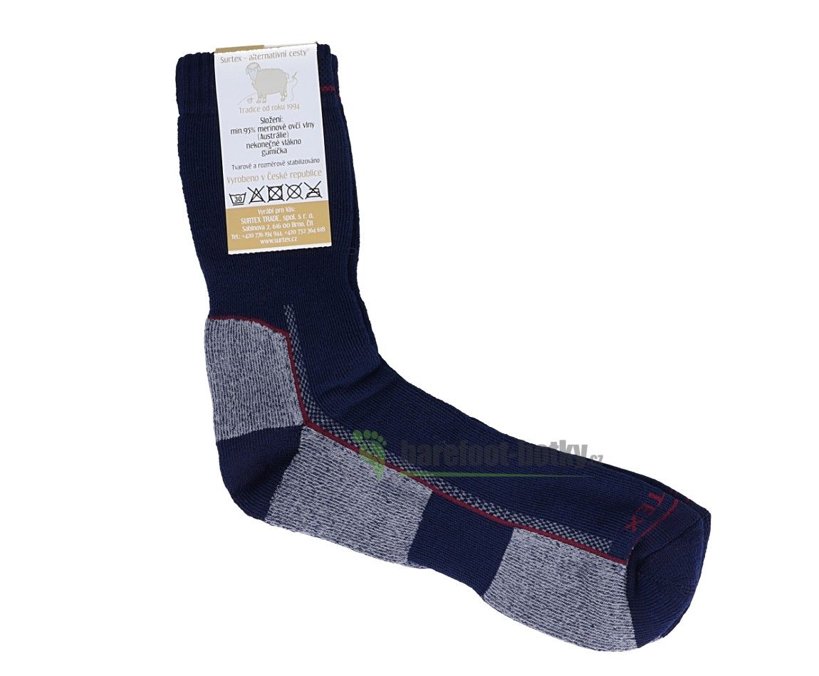 Surtex ponožky froté - 95 % merino modré