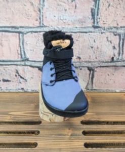 Zimní barefoot kožené boty Pegres BF40 - modrá zepředu