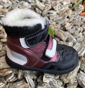 Jonap zimné barefoot topánky Falco bordový lesk slim