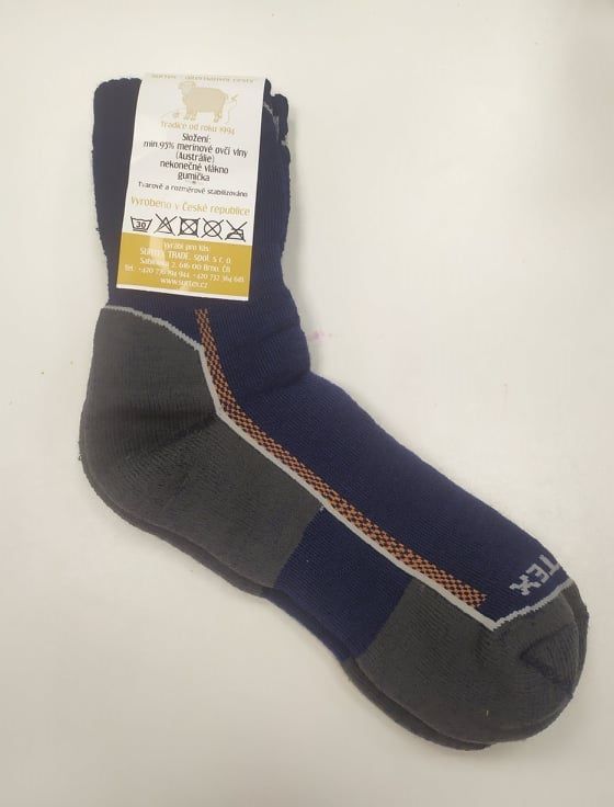 Surtex ponožky froté - 95 % merino tmavě modré s bílým pruhem