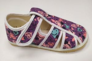Jonap papučky otvorené fialové so srdiečkami | 26, 28, 30, 31