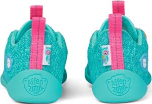 Dětské barefoot boty Affenzahn Happy Knit Owl - green/pink zezadu