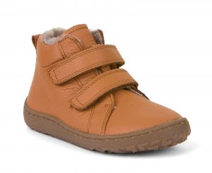 Froddo barefoot zimní kotníkové boty cognac - kožíšek bok