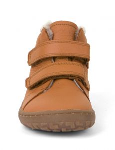 Froddo barefoot zimní kotníkové boty cognac - kožíšek zepředu