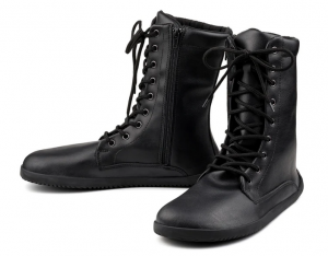 Barefoot vysoké topánky Ahinsa Jaya - čierne - zips Ahinsa shoes