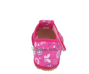 Beda barefoot - bačkorky suchý zip - růžové s motýlky zezadu