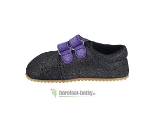 Beda barefoot - Kožené capáčky dark violette - 2 suché zipsy