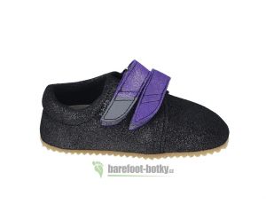 Beda barefoot - Kožené capáčky dark violette - 2 suché zipsy | 22, 23, 24