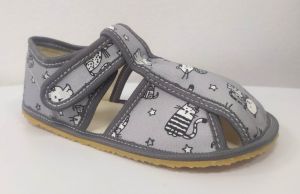 Baby bare shoes Slippers - grey cat