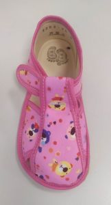 Baby bare shoes slippers - pink teddy