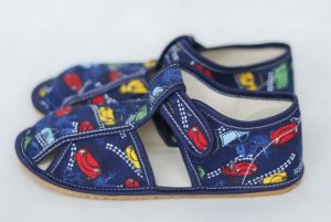 Baby bare shoes Slippers - navy cars