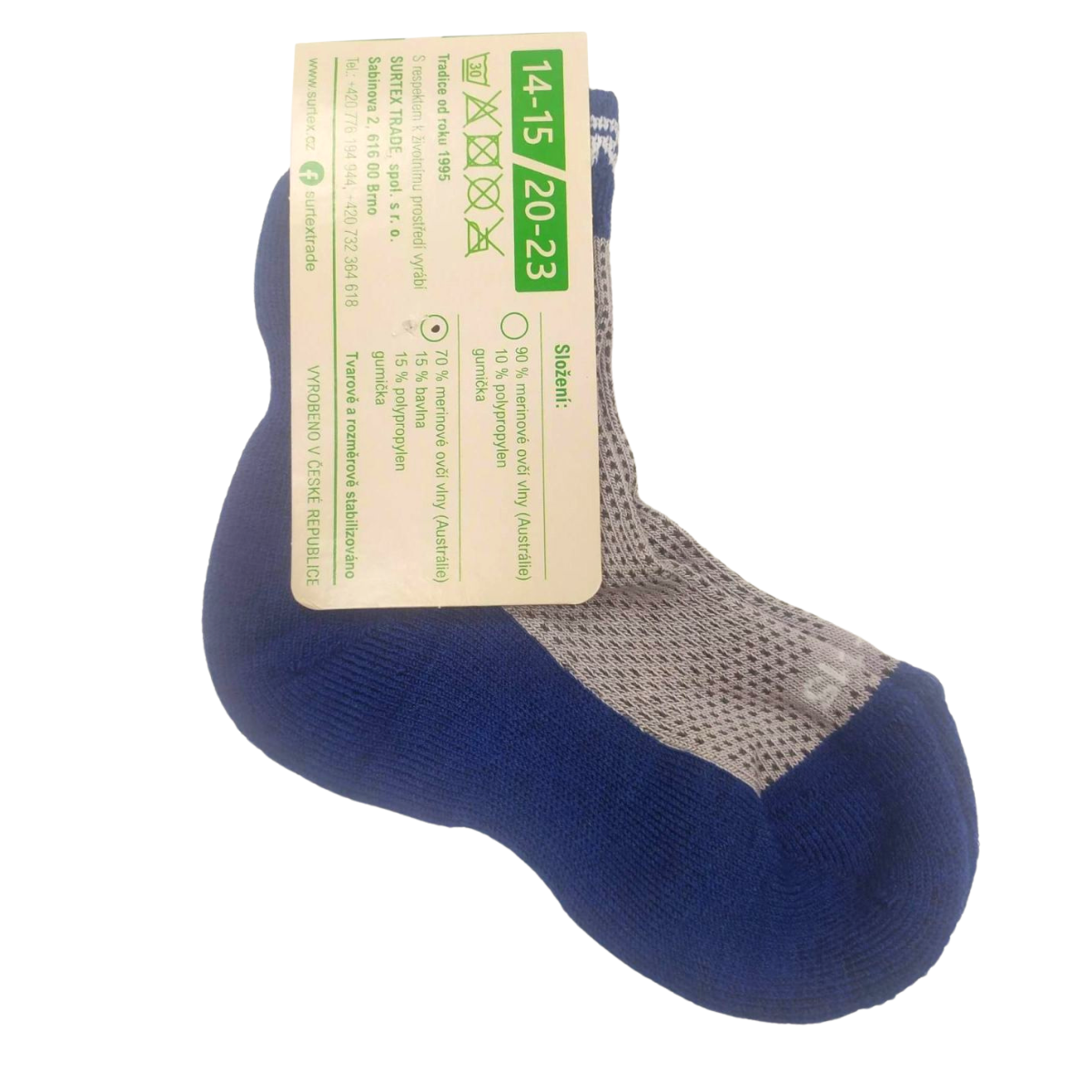 Dětské Surtex merino ponožky froté - tenké šedé