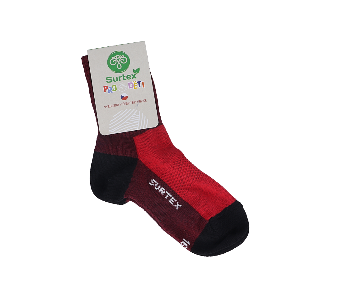Detské Surtex merino športové ponožky tenké - červené