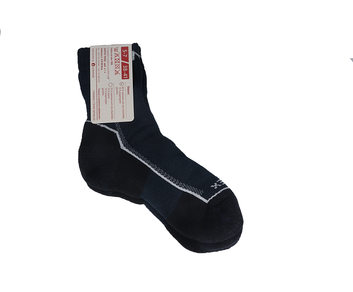Surtex ponožky froté - 90 % merino - černé