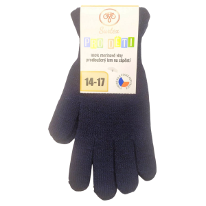 Surtex rukavice 100% merinovej vlny silné - detské - tmavo modré | 14-17