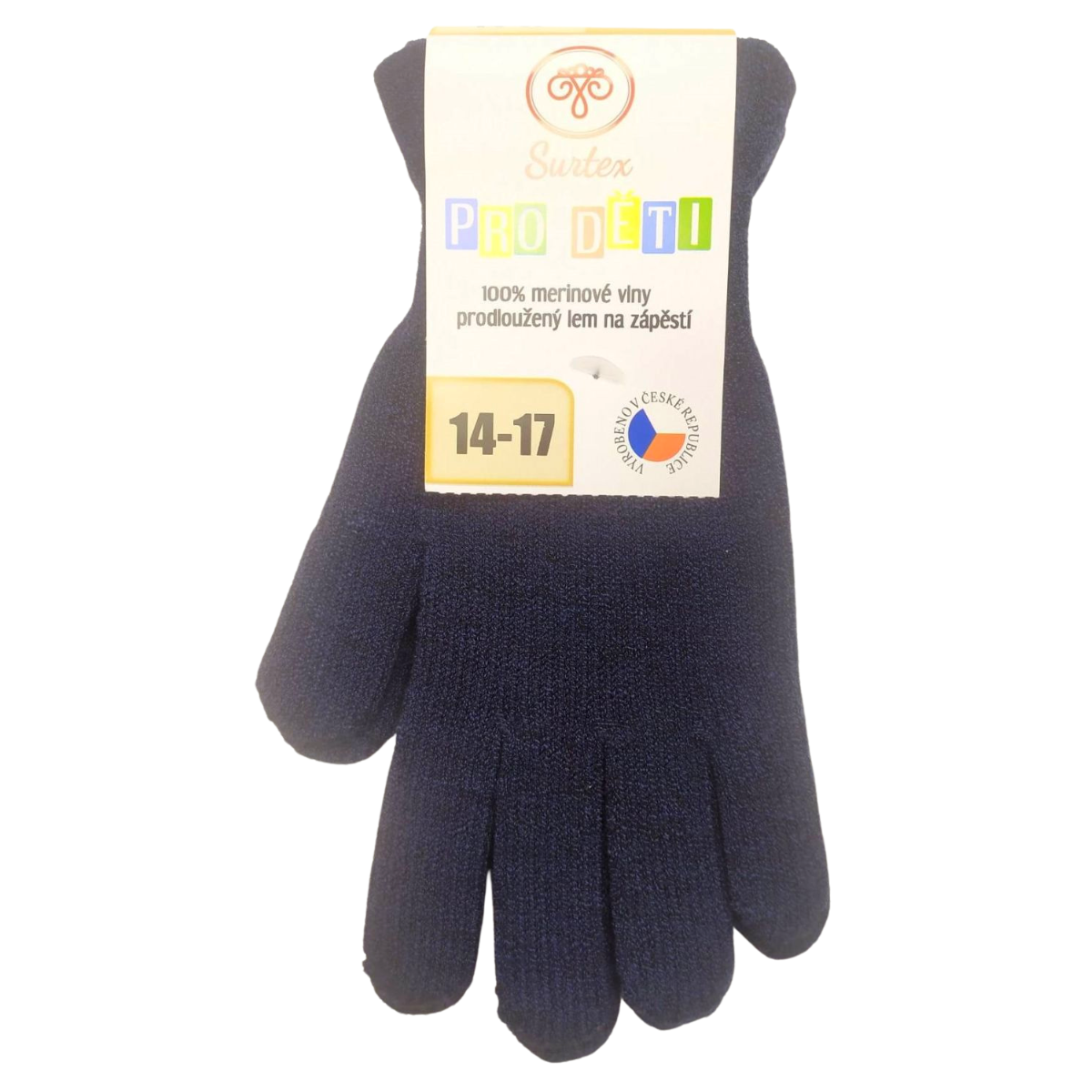 Surtex rukavice 100% merinovej vlny silné - detské - tmavo modré
