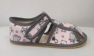Baby bare shoes slippers - pink cat