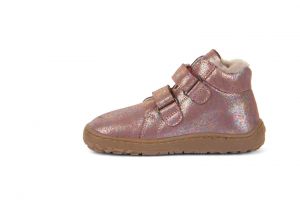 Froddo barefoot zimní kotníkové boty pink shine - kožíšek bok
