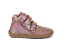 Froddo barefoot zimní kotníkové boty pink shine - kožíšek