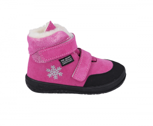 Jonap zimné barefoot topánky Jerry pink devon snowflake - vlna