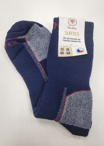 Surtex ponožky froté - 90 % merino - černo-šedo-tyrkysové detail