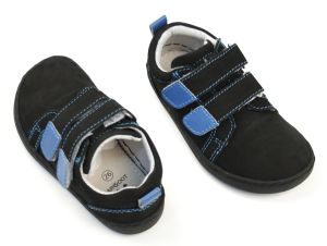 Barefoot kožené celoroční boty EF Black blue zezadu