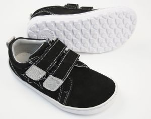 Barefoot kožené celoroční boty EF Black silver podrážka