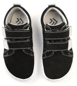 Barefoot kožené celoroční boty EF Black silver shora