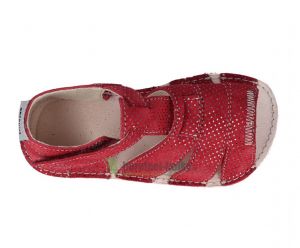 Ortoplus barefoot sandálky D200 červené se třpytkami shora
